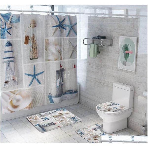 

non slip toilet seat cover bath mat polyester waterproof shower curtain set bathroom carpet home decor bathroo qylwcj bbgargden