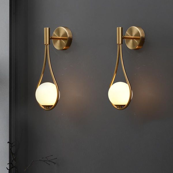 

nordic black golden led wall lamps white glass shade bedroom bedside restaurant aisle sconce modern bathroom indoor lighting fixtures
