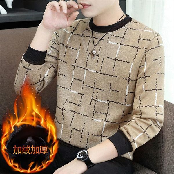 

autumn and winter new men 's round neck cashmere thick warm sweater1, White;black