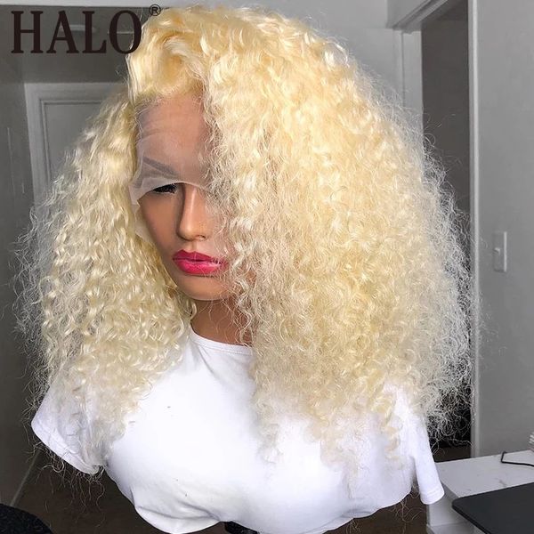 

613 blonde afro kinky curly synthetic lace front wigs pre plucked brazilian wig for black women 180% density, Black;brown