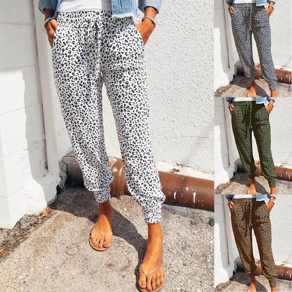 

woman pants casual trousers summer leopard print pants bottoms trousers athletic pantalones de mujer femme pantalon @47, Black;white