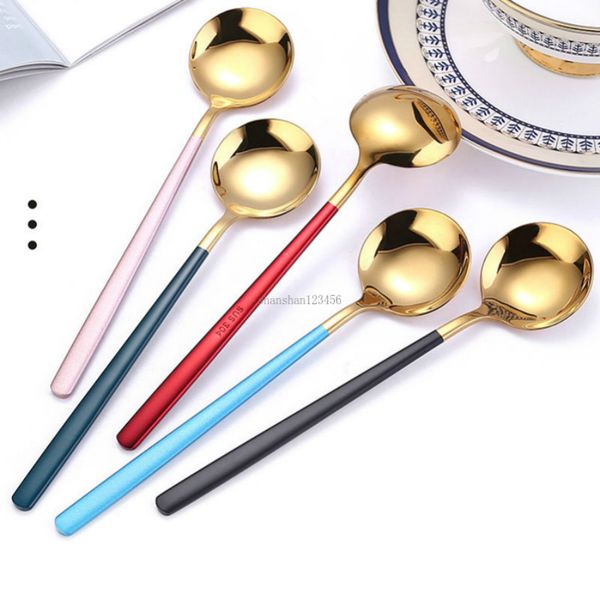 Gold Ice Scoop Mug Cup Cup Spoon Dessert Spoons из нержавеющей стали цвета обрабатывают ложку домашнего кухон