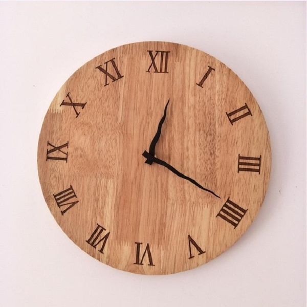 

new solid wood wall clock saat relogio de parede round clock reloj horloge mural home mute living room bedroom wall clocks watch