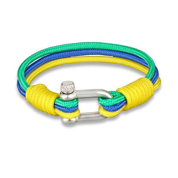 Bracciale con fibbia in acciaio inossidabile Paracord a tre strati dal design accattivante, gioielli da Coppa del mondo