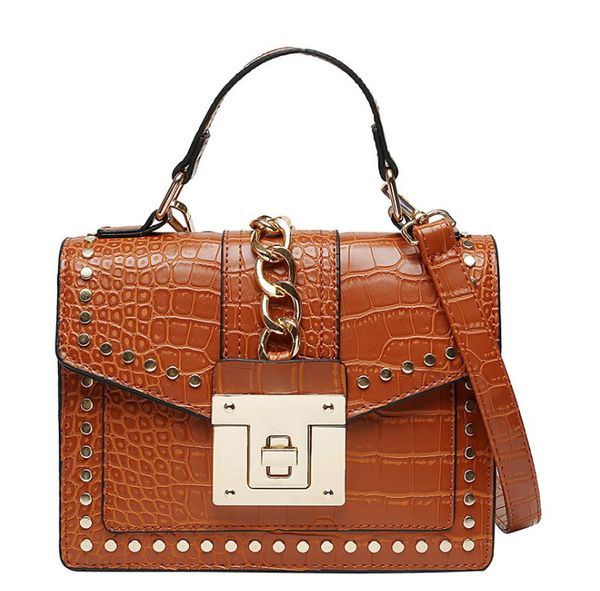

alligator handbags for women new small crossbody bag pu leather fashion ladies shoulder bag rivet flap handbag brown black