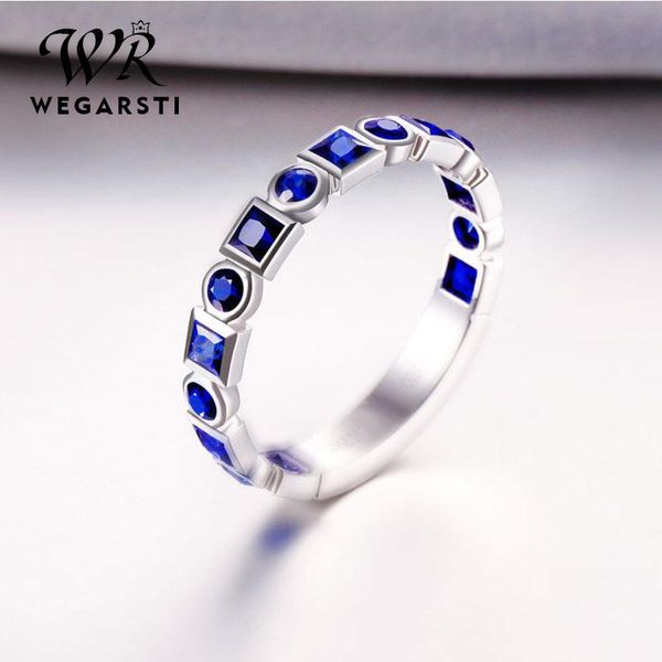 

wegarsti new fashion women's ring jewelry created sapphire solid 925 silver wedding engagement ring femme argent 925, Golden;silver