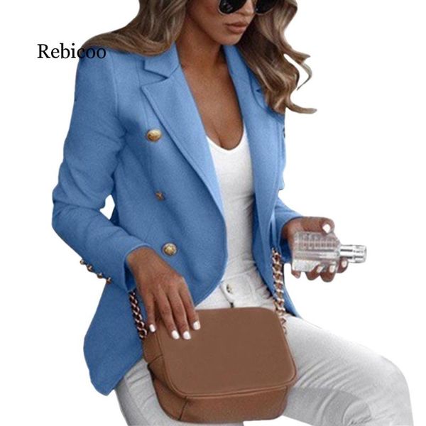 

2020 autumn and winter explosions slim solid color small suit female temperament jacket, Black;brown