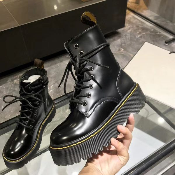 

Black Smooth Jadon Martin boots women's Platform Booties new thick-soled wild breathable British wind turbine short boots women's boots