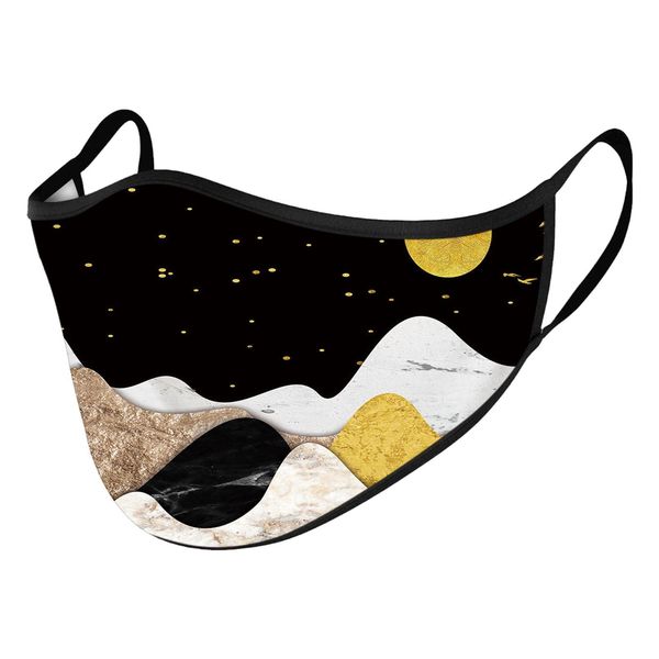 

women landscape print face mask activated carbon pm2.5 outdoor mouth mask washable reusable mouth cover fashion fabric mask #128 wmtutk