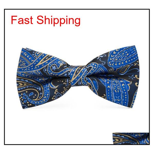 

fast shipping necktie navy blues paisley jacquard woven silk bow tie set standard fastest delivered fashion men qylbaf new_dhbest, Black;gray