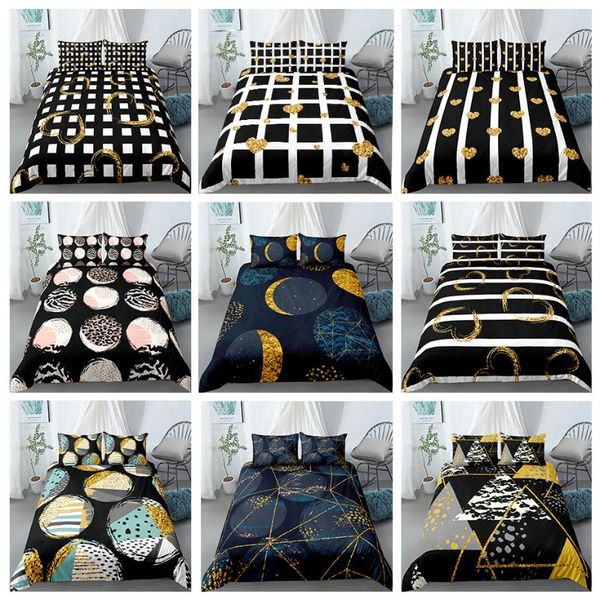 

home textile geometic bedding set  king lattic stripe print quilt cover 2/3pcs duvet covers 2021 bed sets