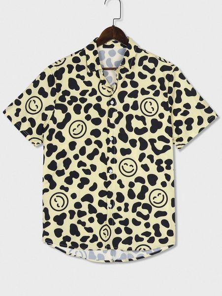 

romwe guys cartoon allover print shirt 43jv#, White;black