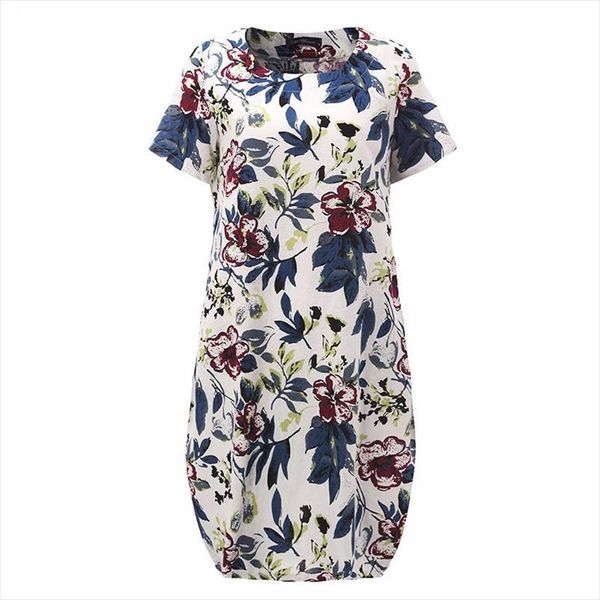 

plus size floral print dress women vintage office dress 2021 new casual loose female vestidos summer beach party dress, Black;gray