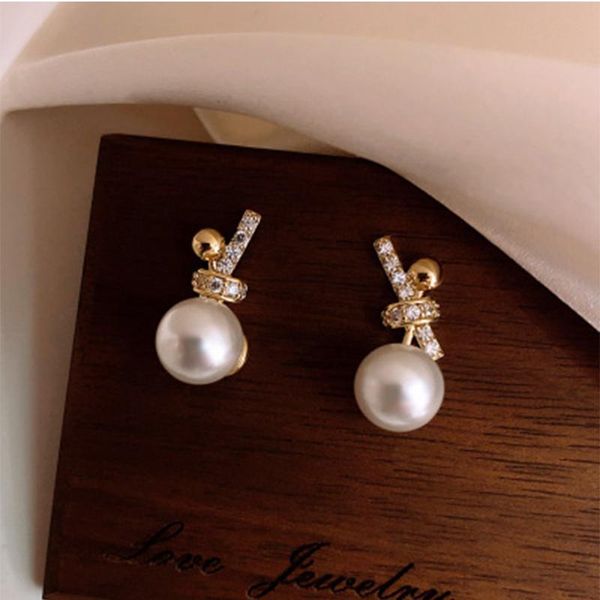 

bowknot pearl earrings female 2020 new wave delicate delicate small earrings temperament exquisite elegant, Golden;silver