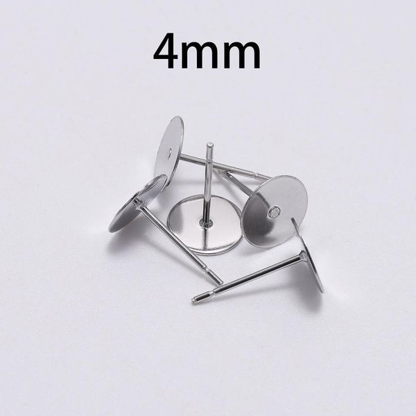 

100pcs lot 3 4 5 6 8 10 12 mm stainless steel blank earring stud base fit cabochon cameo settings diy jewelry h jllybg, White