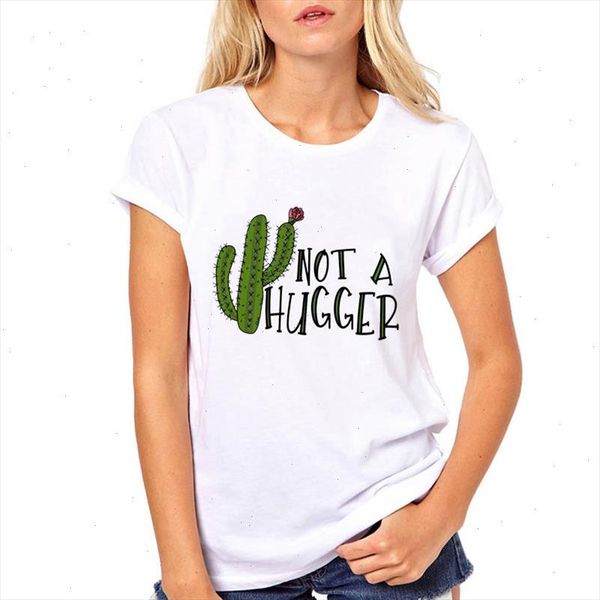 

women clothes cactus not a hugger plants lady short sleeve printed ladies woman harajuku tee shirt t female t shirt, White
