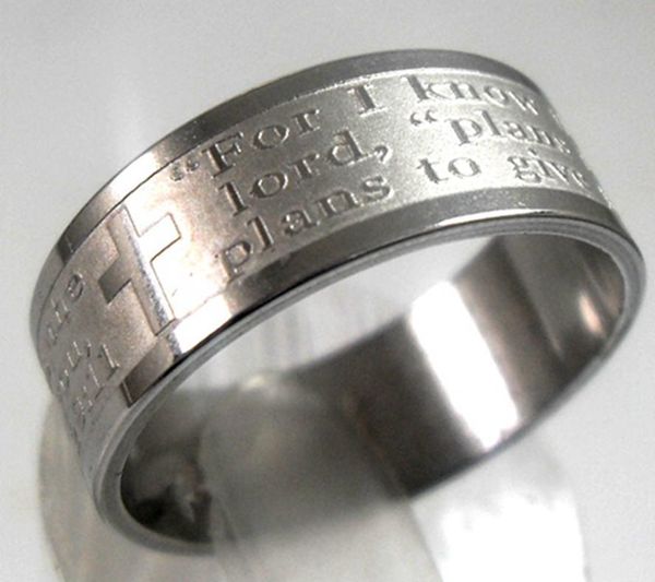 

50 шт. молитва на 50 шт. ибо я знаю планы .. jeremiah 29:11 "английский библии креста из нержавеющей стали кольца из нержавеющей стали whol, Silver