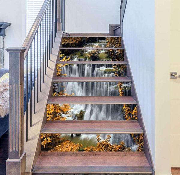 

selling waterfall stairs wall sticker self adhive removable waterproof pvc home decoration mural