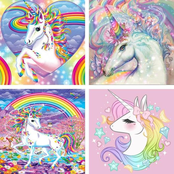 

paintings 5d diy diamond painting rainbow- unicorns cross stitch mosaic daimond pictures of rhinestones diamand embroidery xu