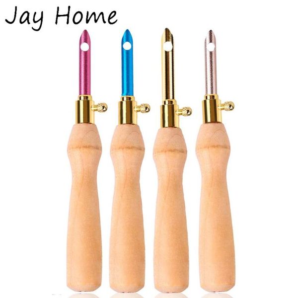 

50# wooden handle embroidery pen adjustable embroidery punch needle weaving tools for diy craft stitching sewing accessories, Black