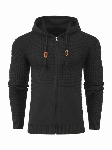 

men zip up hooded cardigan x19q#, White;black