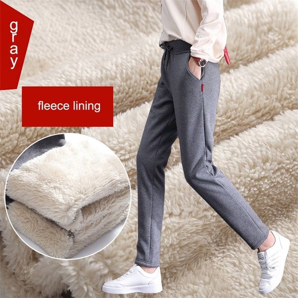 

women's winter pashm casual pants woman warm cotton sweatpants cashmere trousers for women korean palazzo pants t200223, Black;white