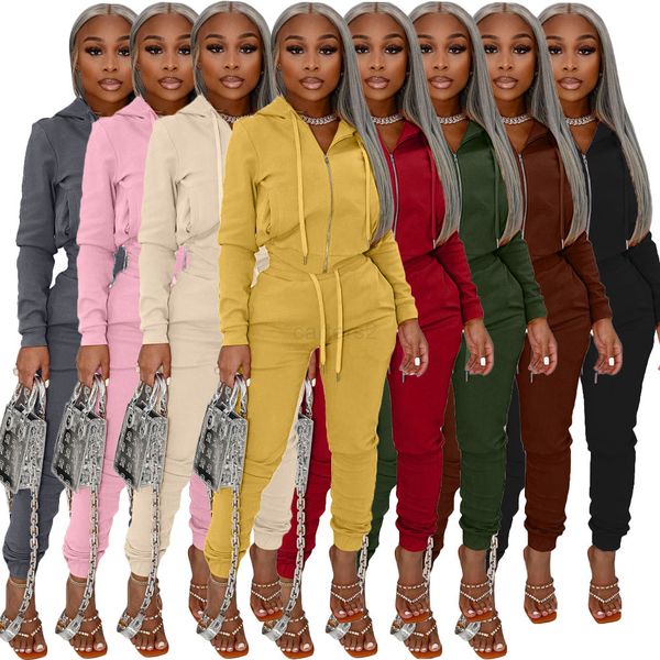 

women's tracksuits velvet outfits fall clothing casual active wear hooded long sleeve sweatshirt and side pocket jogger sweatpant suits, Gray