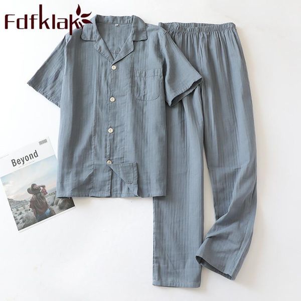 

fdfklak cotton pajamas men short sleeve pijama set for male summer sleep clothing casual nightie sleepwear man pyjamas suit1, Black;brown
