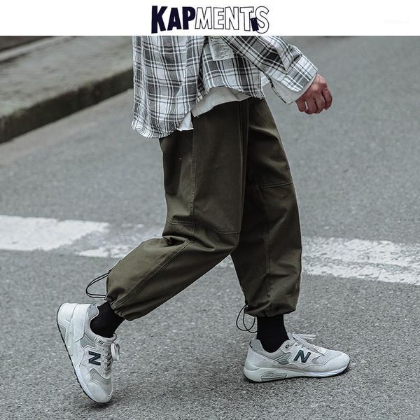 

kapments men oversized streetwear joggers pants 2020 overalls mens drawstring tactical pants women korean high waist cargo1, Black