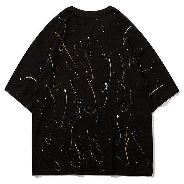 

2021 new aelfric eden hand-painted hip hop t shirts streetwear men summer harajuku oversized couple clothing casual cotton short sleeves 289, White;black