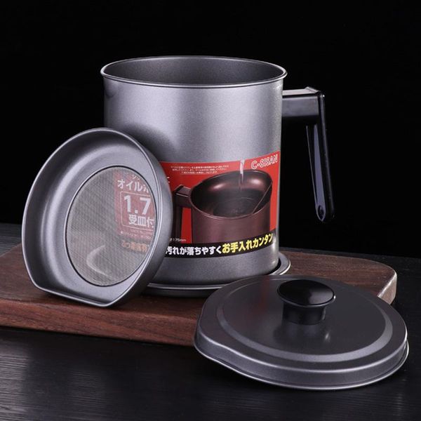 

oil strainer pot grease can 1.7l stainless steel oil storage can container with fine mesh for storing frying oil cooking grease bbytjb