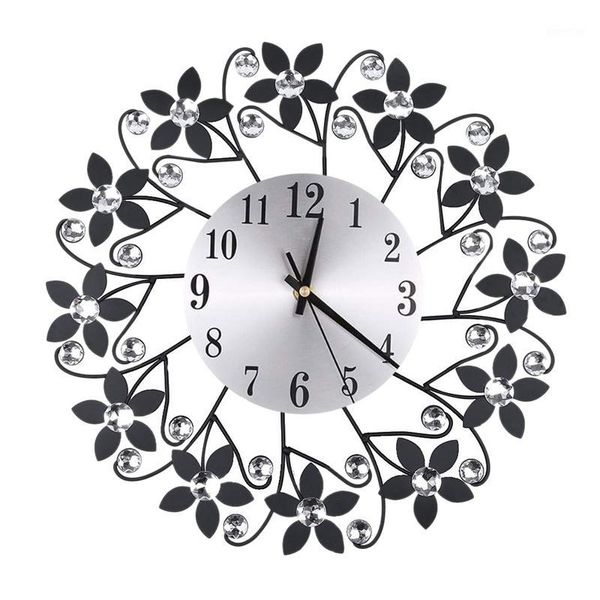 

3d wall clock,round leaf petals metal wall clock, dial with arabic numerals, decorative clock for living room, bedroom, office s1