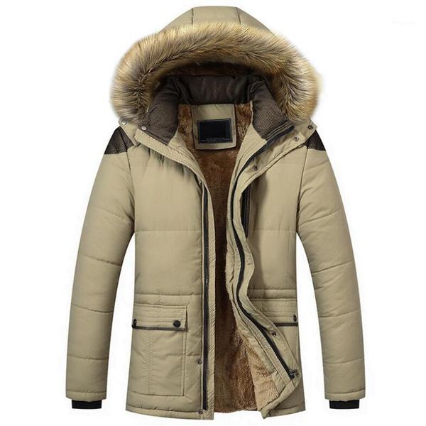 

winter jacket men velvet thicken cotton coats mens casual parka jaqueta masculina casaco warm removable fur hooded jackets1, Black
