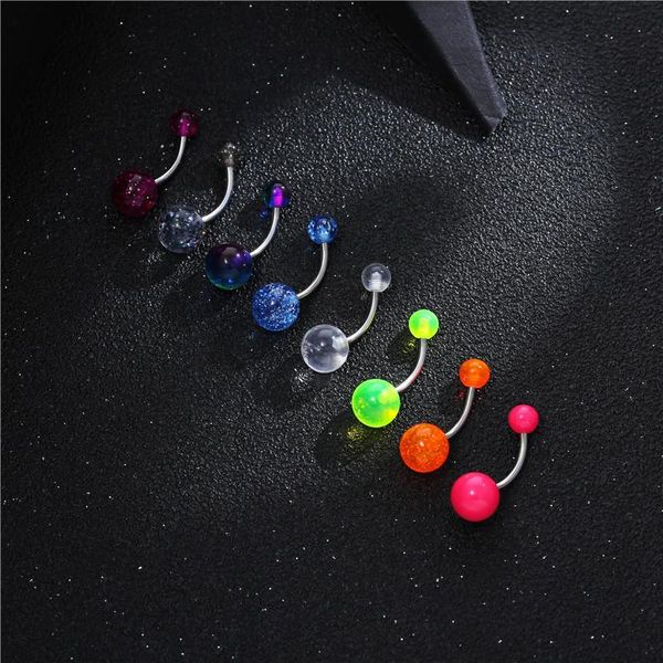 

50 шт. / сумка новый красочный акриловый красочный мету медицинская стальная животная кнопка bounly кольцо мозговая пирсинг ювелирных издели, Silver