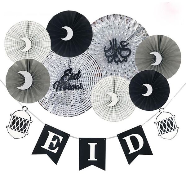 

party decoration 1set ramadan themed decorations eid letter banner paper flower fan exclusive set