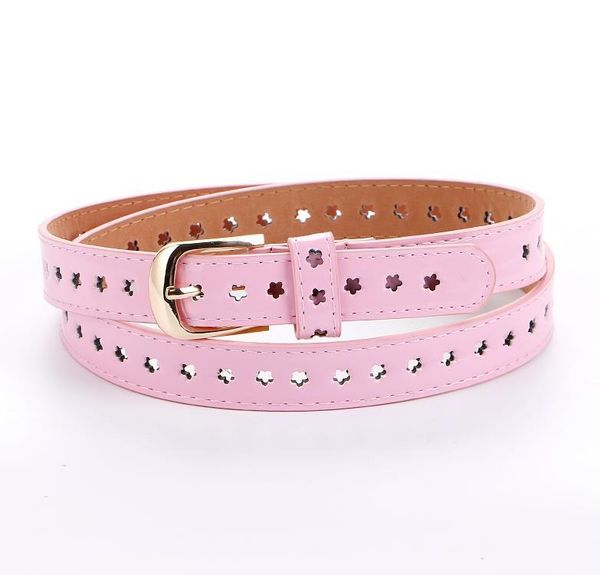 

new design flowers pu leather jeans belts for women hollow pressed flower luxury strap belt female gold pin buckle blue students wmtcod, Black;brown