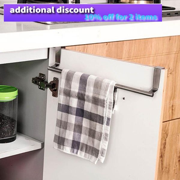 

over door towel rack bar hanging holder bathroom kitchen cabinet shelf rack stainless steel towel hook storage scarf hange