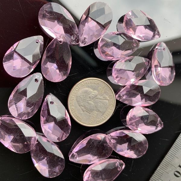

10pc pink teardrop glass crystal 20mm chandelier part lamp prism suncatcher diy pendant eye tear faceted h bbygns