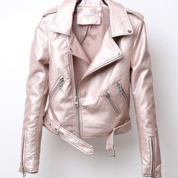 

2021 new women's fake punk leather coats autumn fashion office lady short turn-down thin collar and versatile multi-color coat tgm0, Black