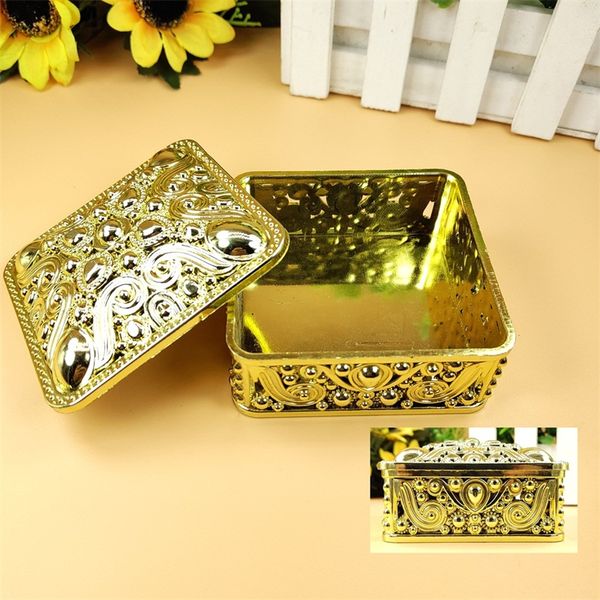 

filleted corner candy boxes hollow out electroplate sugar cases sliver golden color home furnishing storage organizer 1 98lx l1