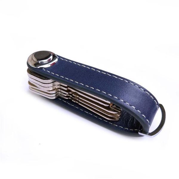 

bag pouch leather case car key holder chain wallet collector housekeeper pocket organizer smart keychain, Silver