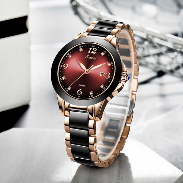 

sunkta woman watches ladies rose gold creative ceramic luxury women's bracelet watches female clock wrist watch relogio feminino y1220, Silver