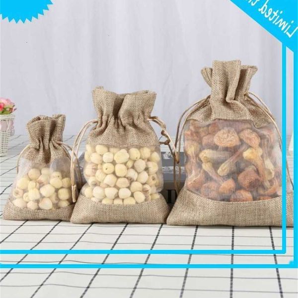 

linen jute organza bag with cord for wedding party favours cosmetic a69c