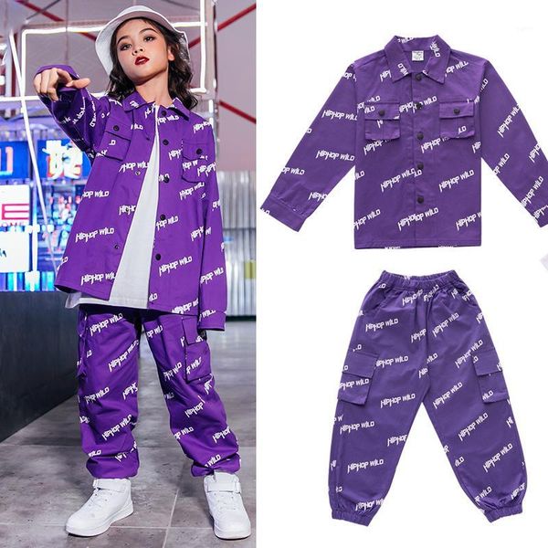 

girls jazz dance costumes children hip-hop performance clothes loose overalls hiphop suit how dance costumes stage wear sl21151, Black;red