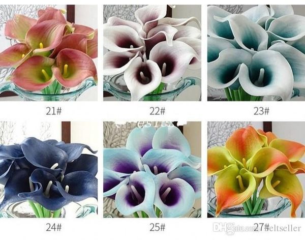 Venda por Bulk 100 pcs Real Touch Decorativo Flores Artificiais Calla Lírio Buquê Nupcial Fonte de Partido de Casamento