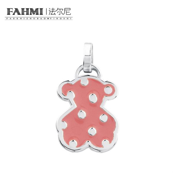 

new 100% 925 sterling silver cute bear pink sweet pendant bear 612634550 sleek minimalist women's original jewelry ball, Black
