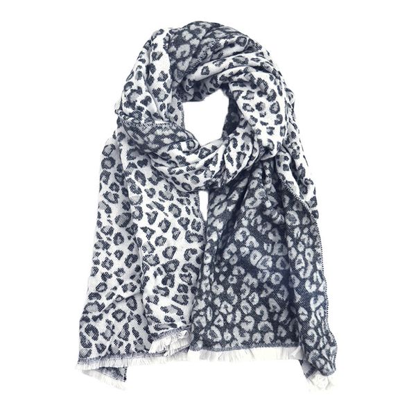 

new winter shawl acrylic cashmere fashion leopard print fur scarf women double-side warm tassel scarfs high quality, Blue;gray