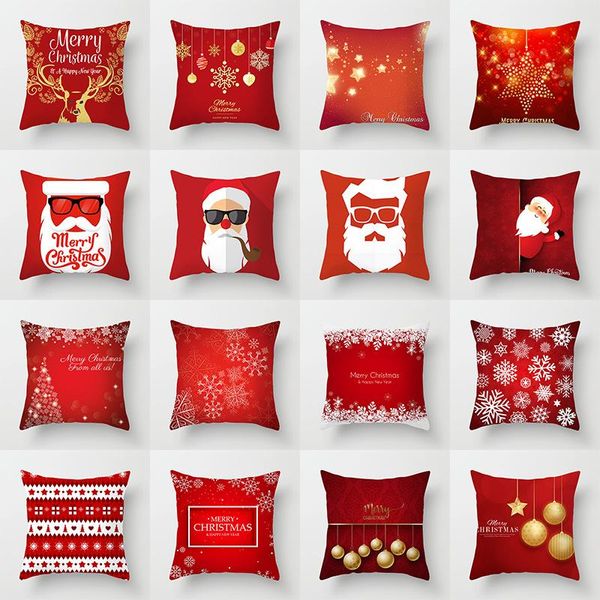 

cushion/decorative pillow merry christmas santa claus cushion cover decorative pillowcase polyester throw case almohada poszewka