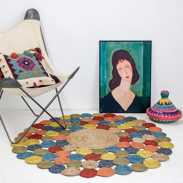 

carpets natural jute handmade floor mat, decoration rug, big size round shaped circles mat1