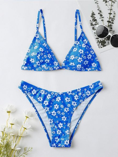 

floral triangle bikini swimsuit w2zc#, White;black